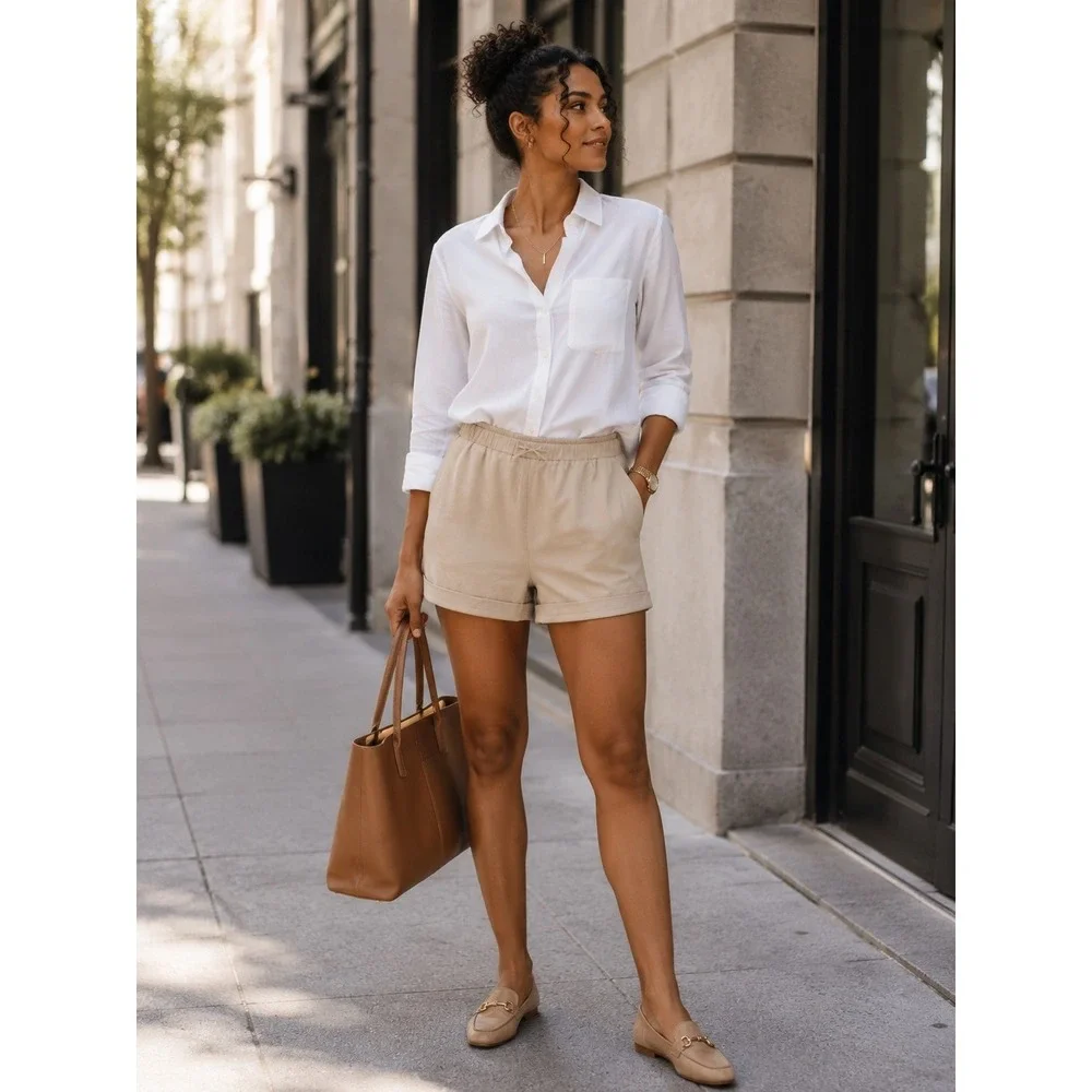 Tuckernuck Khaki Nolan Pull On Luxury Coastal Preppy Designer Shorts Size M - Picture 1 of 5